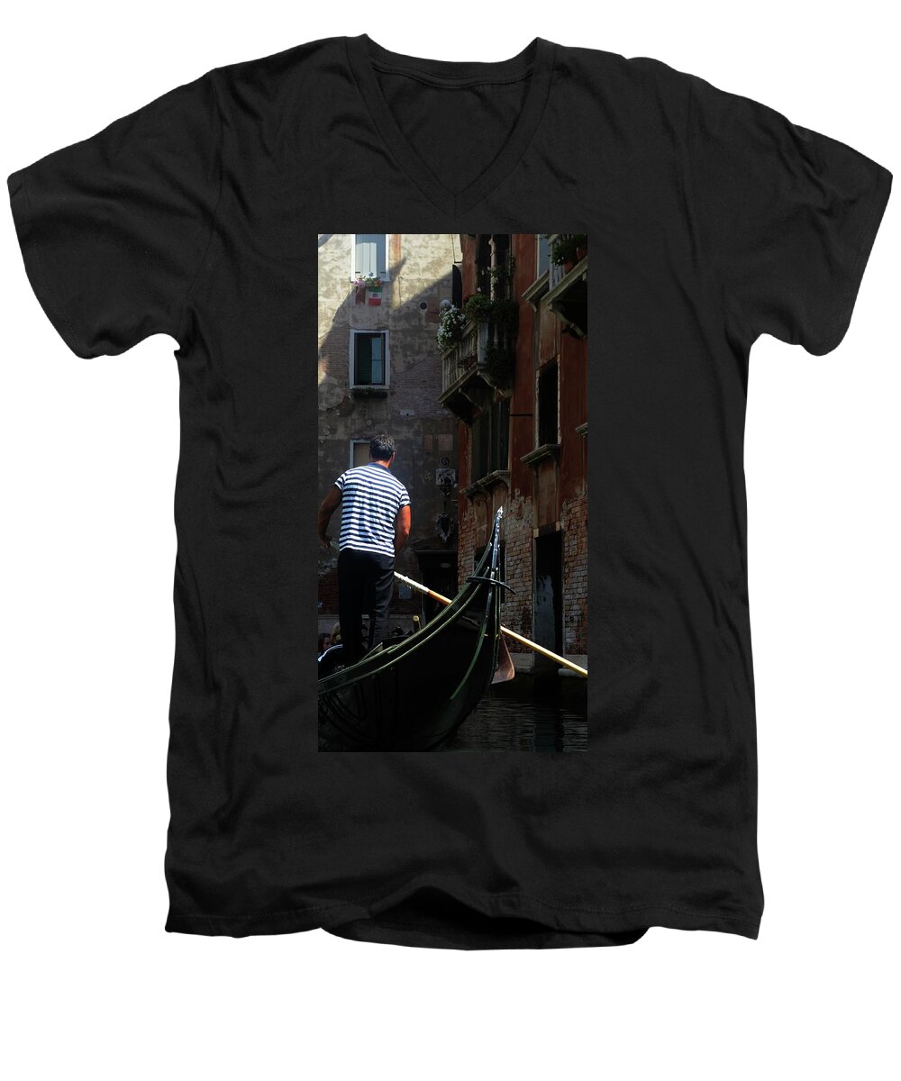 Italy Men's V-Neck T-Shirt featuring the photograph Gandola Ride by La Dolce Vita