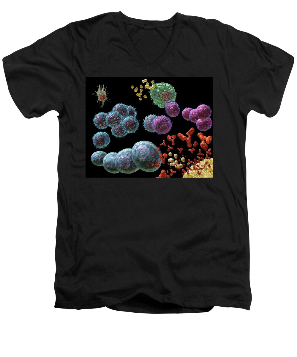 Antibodies Men's V-Neck T-Shirt featuring the digital art Immune Response Antibody 2 by Russell Kightley