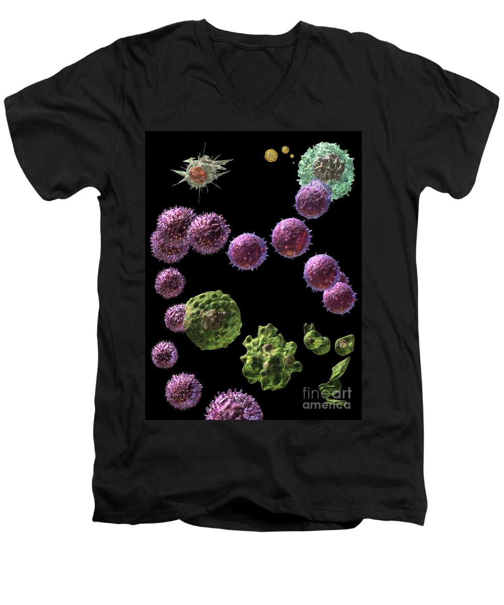 Antigens Men's V-Neck T-Shirt featuring the digital art Immune Response Cytotoxic 2 by Russell Kightley