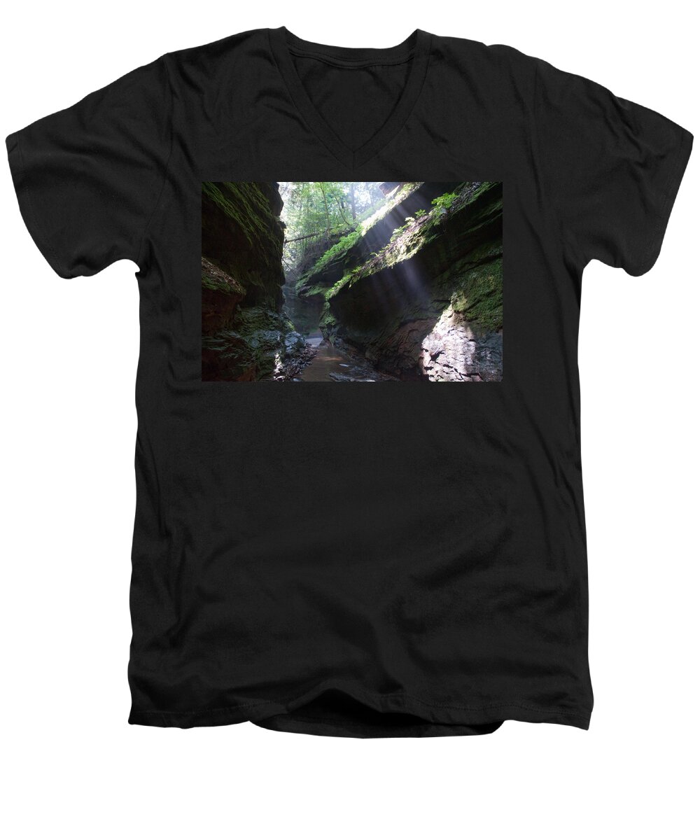 Rocks Men's V-Neck T-Shirt featuring the photograph In the Cleft of the Rock by David Arment