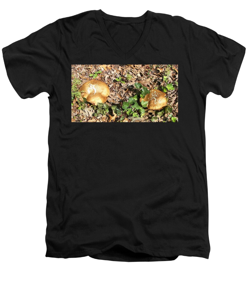 Nature Men's V-Neck T-Shirt featuring the photograph Invasive Shrooms by Pamela Hyde Wilson