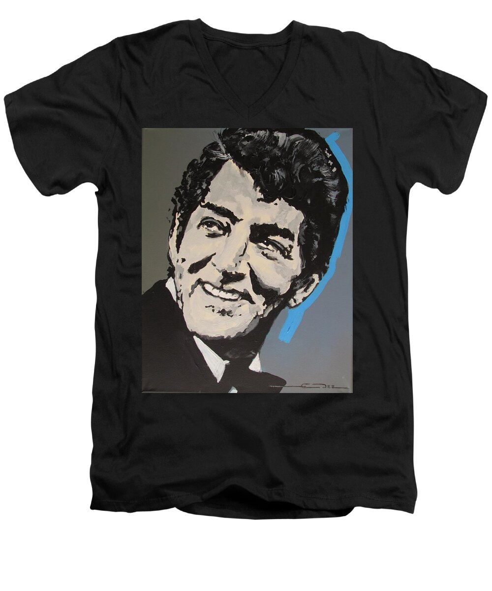 Dean Martin Men's V-Neck T-Shirt featuring the drawing King of Cool by Eric Dee