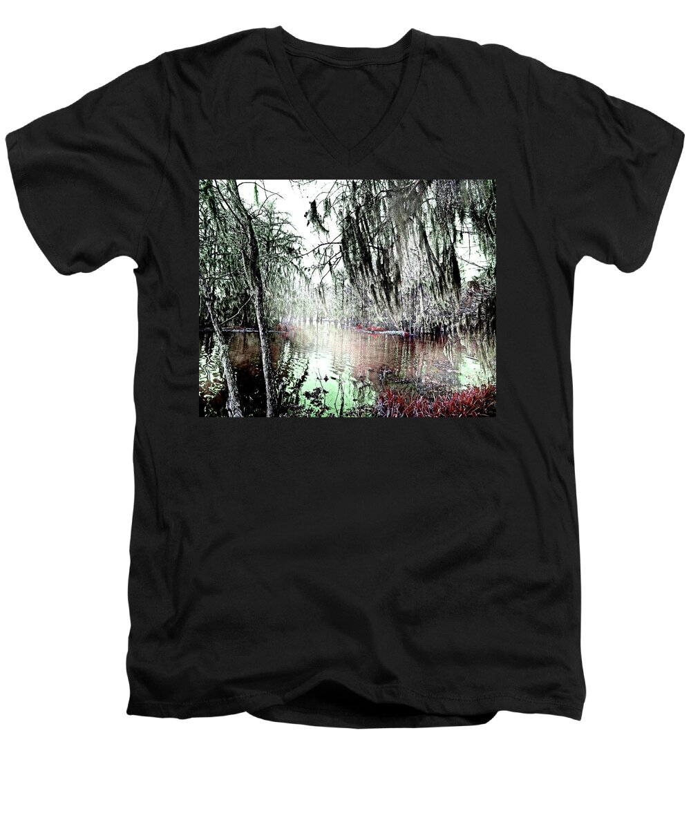 Swamp Men's V-Neck T-Shirt featuring the photograph Lake Martin Swamp by Lizi Beard-Ward
