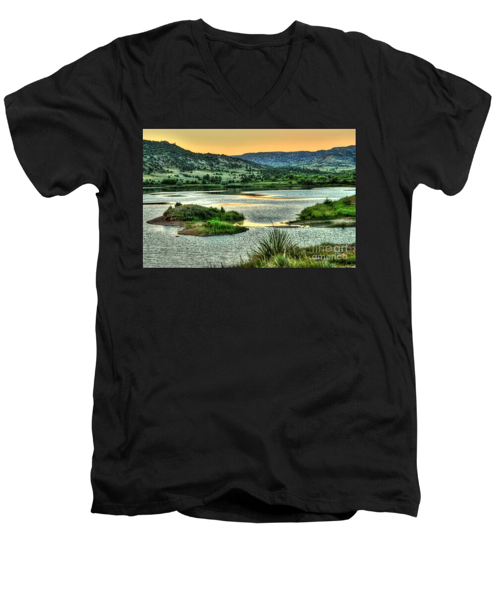 Landscape Men's V-Neck T-Shirt featuring the photograph Lakeside View by Anthony Wilkening