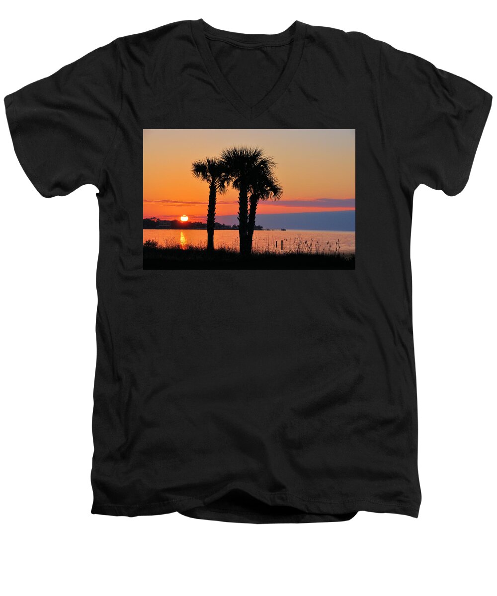 Seascapes Men's V-Neck T-Shirt featuring the photograph Land Of Heart's Desire by Jan Amiss Photography