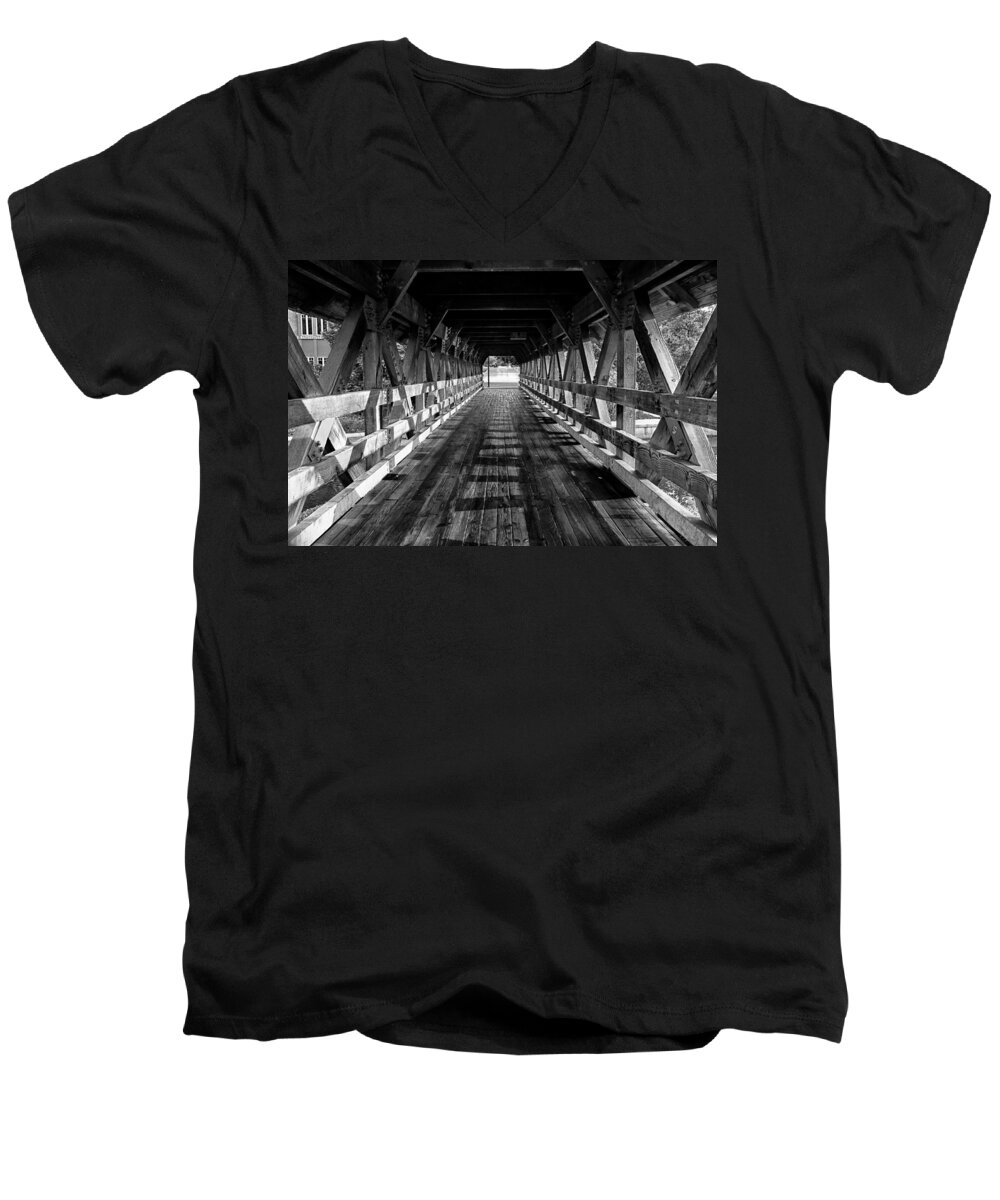 Bridge Men's V-Neck T-Shirt featuring the photograph Leading Lines by Lauri Novak