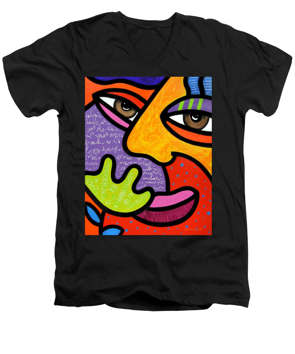 Eyes Men's V-Neck T-Shirt featuring the painting Maxine by Steven Scott