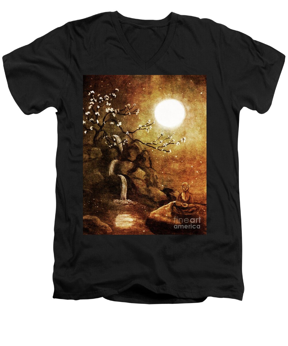 Fantasy Men's V-Neck T-Shirt featuring the painting Meditation Beyond Time by Laura Iverson