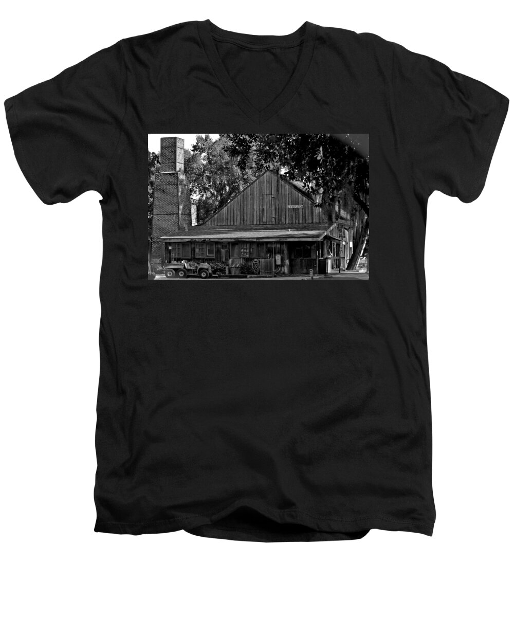 Deleon Springs Men's V-Neck T-Shirt featuring the photograph Old Spanish Sugar Mill by DigiArt Diaries by Vicky B Fuller