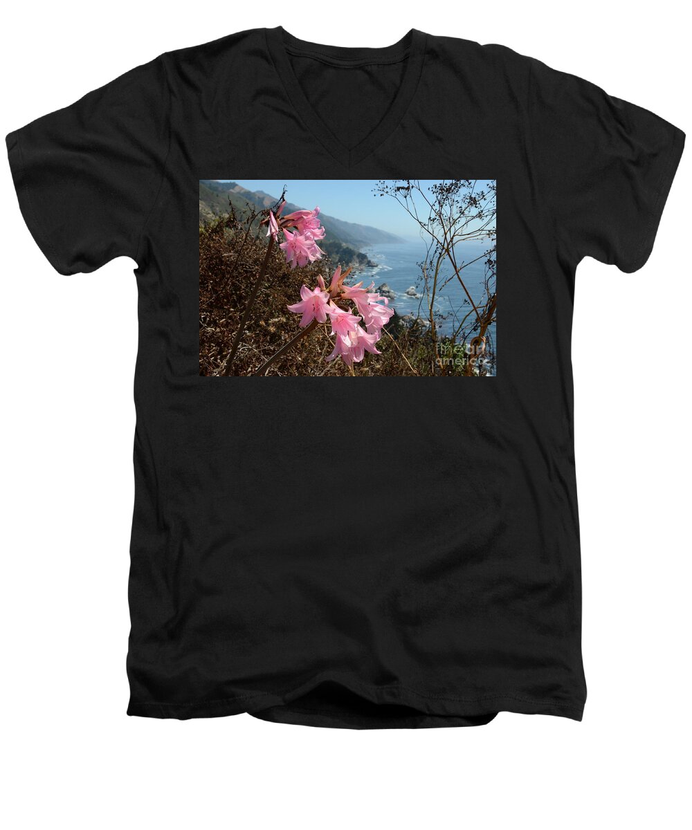 Amaryllis Men's V-Neck T-Shirt featuring the photograph Pink Amaryllis by Cassie Marie Photography