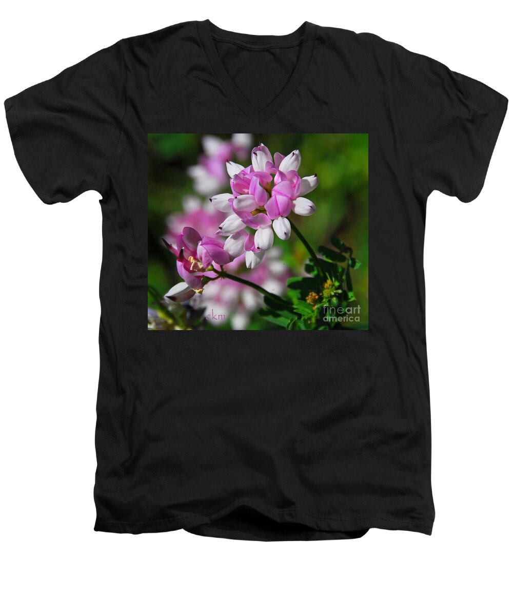 Floral Men's V-Neck T-Shirt featuring the photograph Pink and White by Cindy Manero