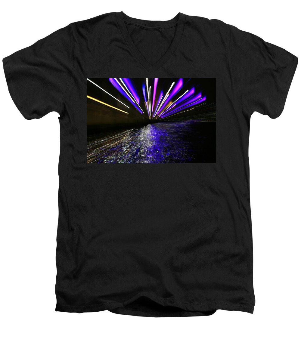 Water Men's V-Neck T-Shirt featuring the photograph Port Slide Lightz by Phil Cappiali Jr