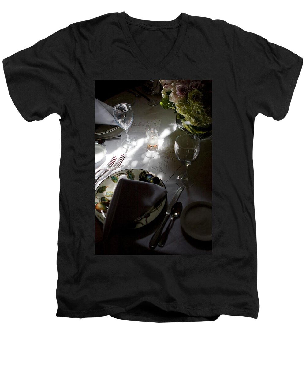 Place Setting Men's V-Neck T-Shirt featuring the photograph Pretty Place Setting by Lorraine Devon Wilke