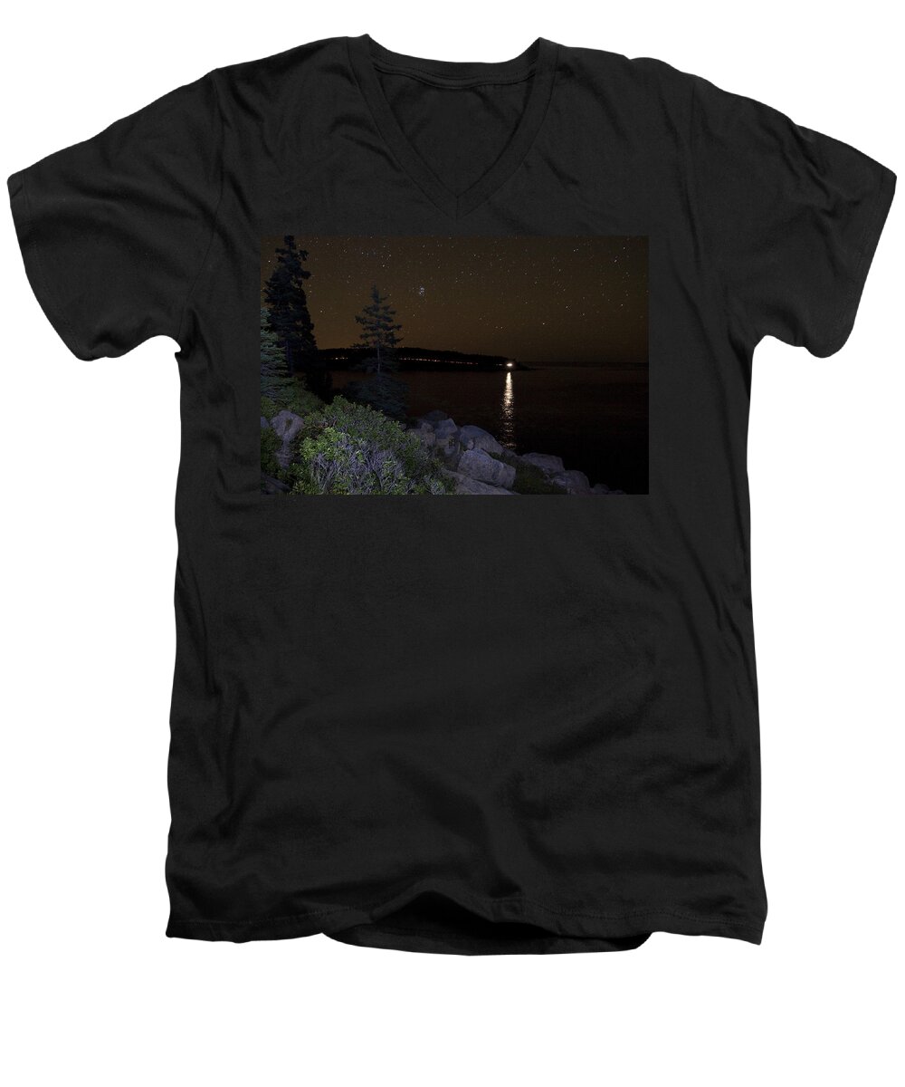Night Men's V-Neck T-Shirt featuring the photograph Rounding Otter Point by Brent L Ander