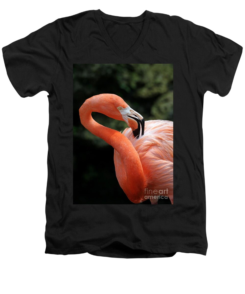 Flamingo Men's V-Neck T-Shirt featuring the photograph Rubber Neck Flamingo by Sabrina L Ryan