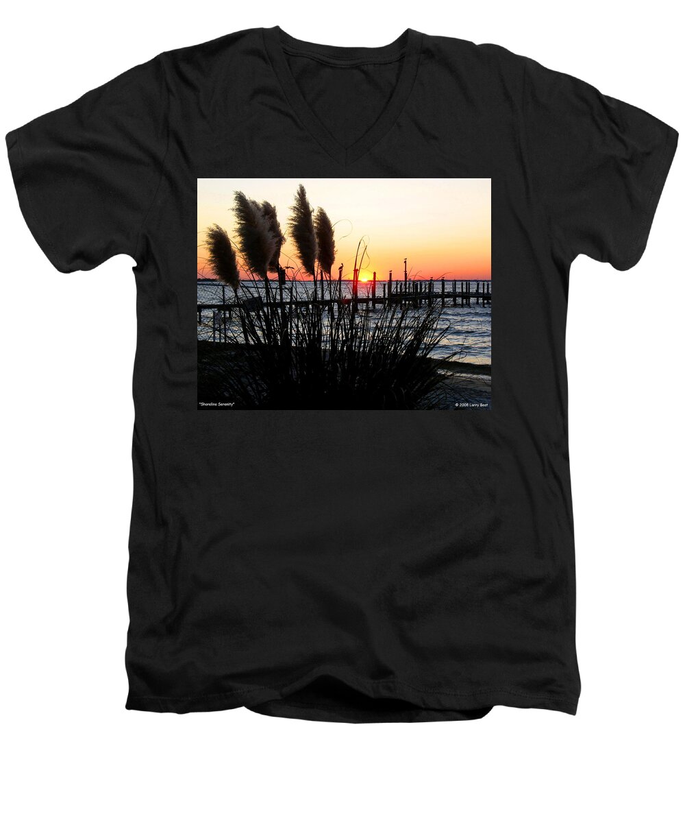 Destin Men's V-Neck T-Shirt featuring the photograph Shoreline Serenity by Larry Beat