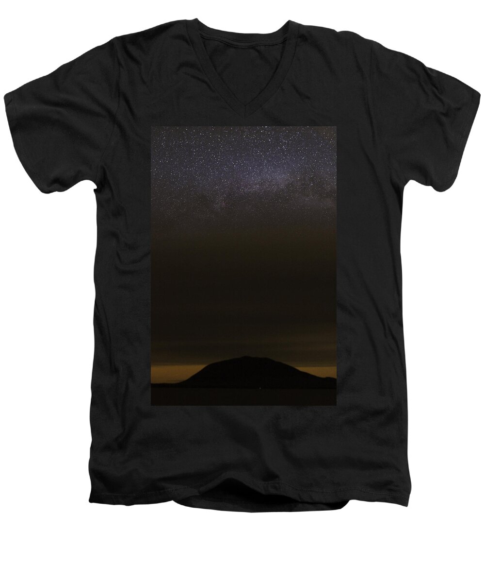 Moosehead Lake Men's V-Neck T-Shirt featuring the photograph Stars Over Little Spencer by Brent L Ander