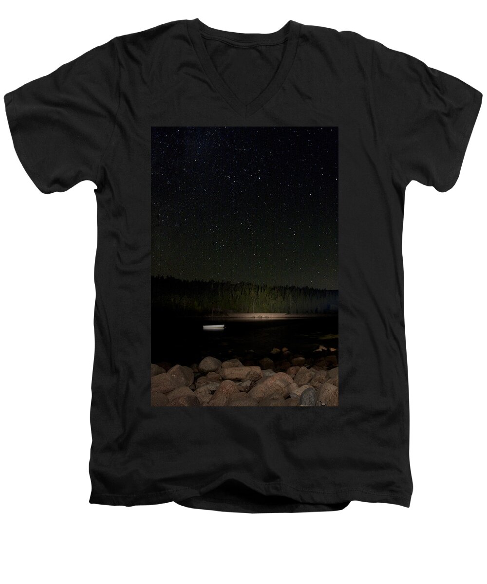 Stars Men's V-Neck T-Shirt featuring the photograph Stars over Otter Cove by Brent L Ander