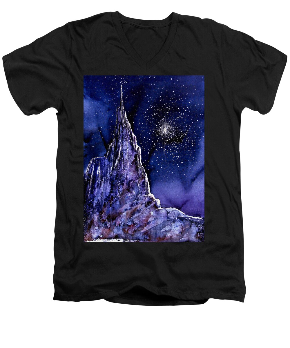 Star Men's V-Neck T-Shirt featuring the painting Starscape by Frank SantAgata