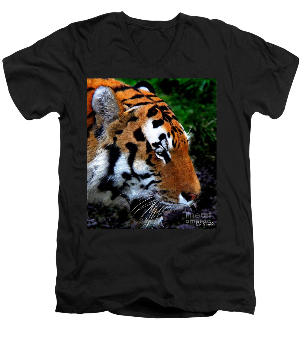 Tiger Men's V-Neck T-Shirt featuring the photograph Sumatran Strength by Davandra Cribbie