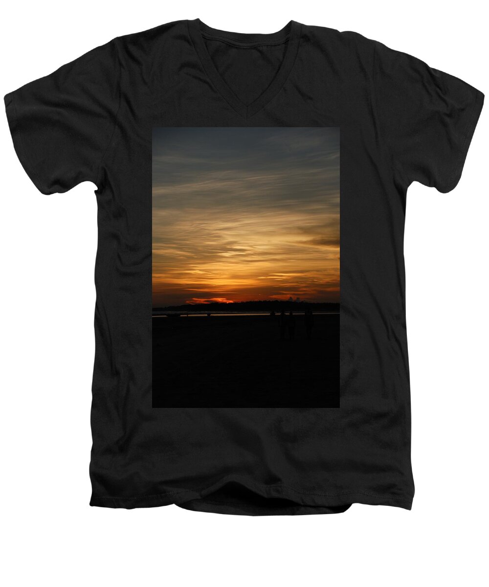 Sunset Men's V-Neck T-Shirt featuring the photograph Sunset in pastels by Fotosas Photography