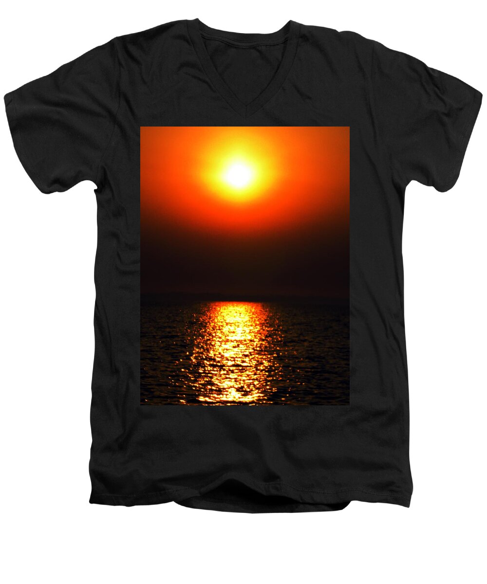Coletteguggenheim Men's V-Neck T-Shirt featuring the photograph sunset Santorini Greece by Colette V Hera Guggenheim