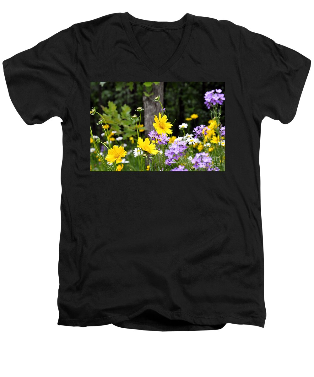 Flowers Men's V-Neck T-Shirt featuring the photograph Wild Flowers by Nava Thompson