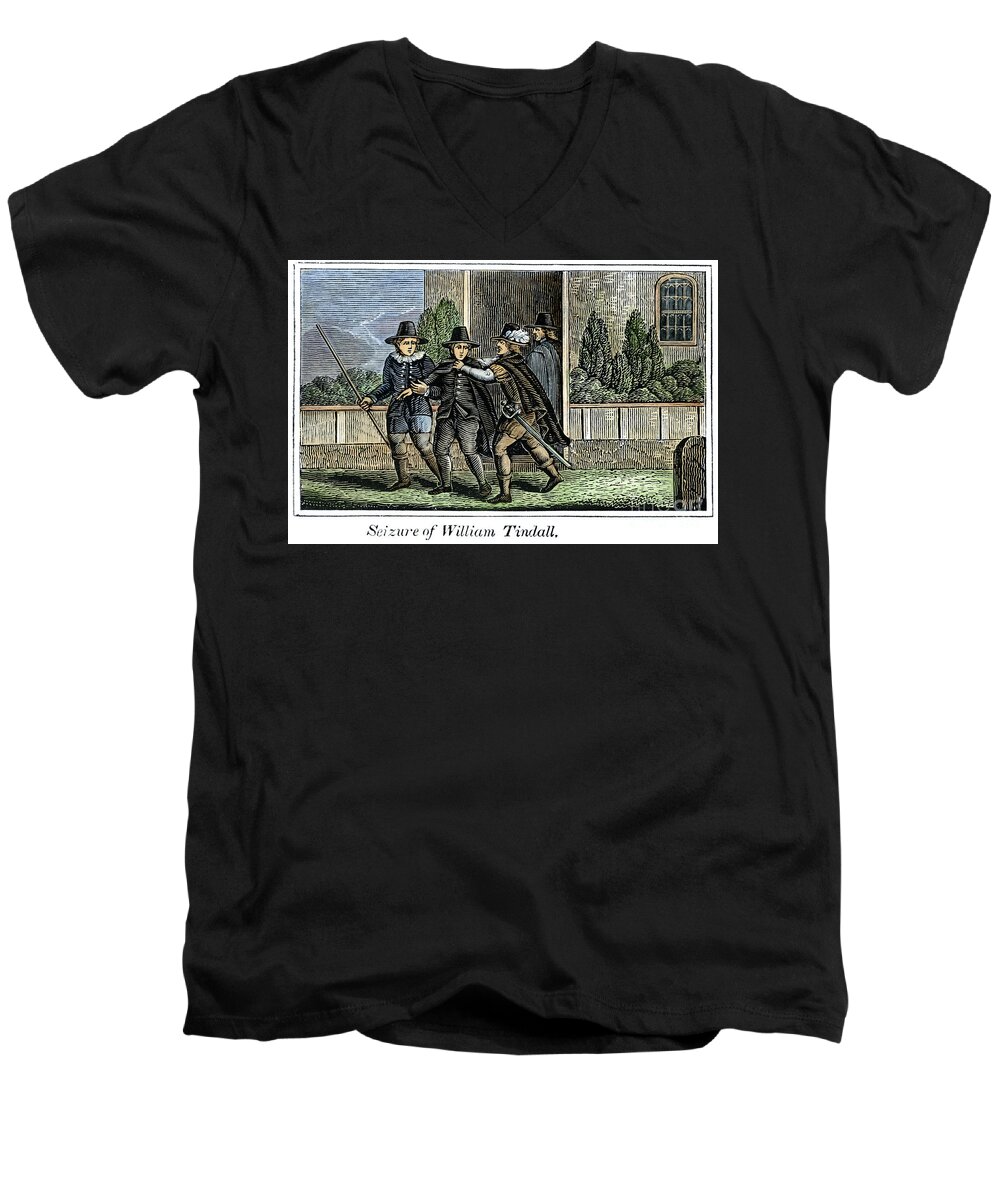 1535 Men's V-Neck T-Shirt featuring the photograph William Tyndale by Granger
