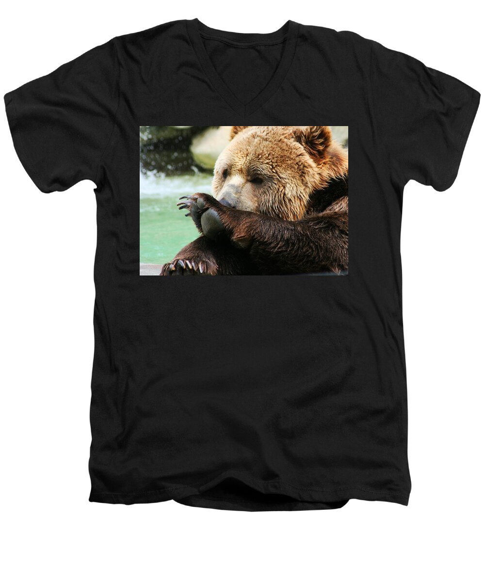 Wildlife Men's V-Neck T-Shirt featuring the photograph Yummie by Phil Cappiali Jr