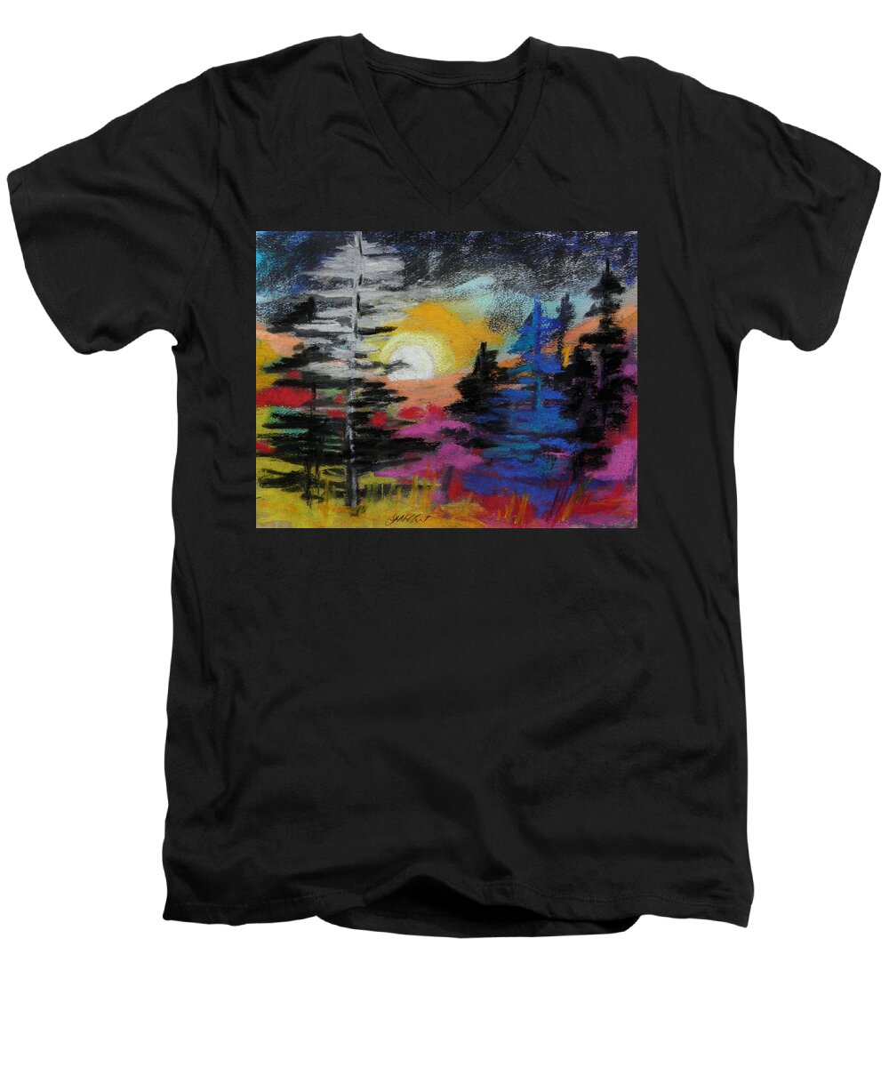 Trees Men's V-Neck T-Shirt featuring the painting Valley of the Moon by John Williams