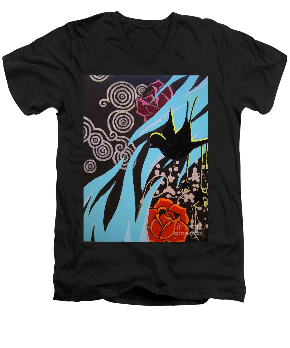 Bird Paintings Men's V-Neck T-Shirt featuring the painting A Beautiful Flight by Ashley Lane