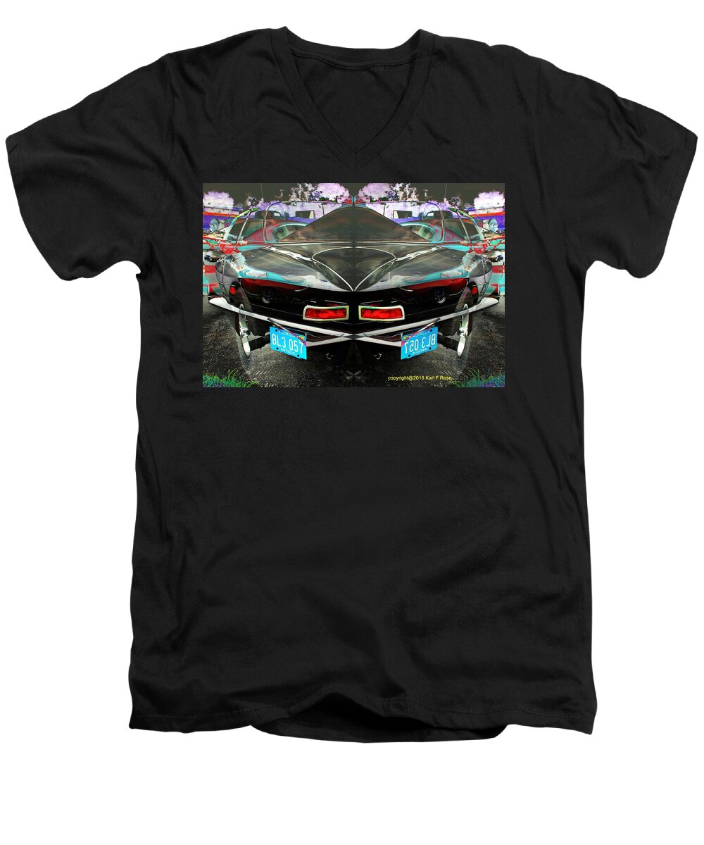 Cars Men's V-Neck T-Shirt featuring the photograph Abstract black car #1 by Karl Rose