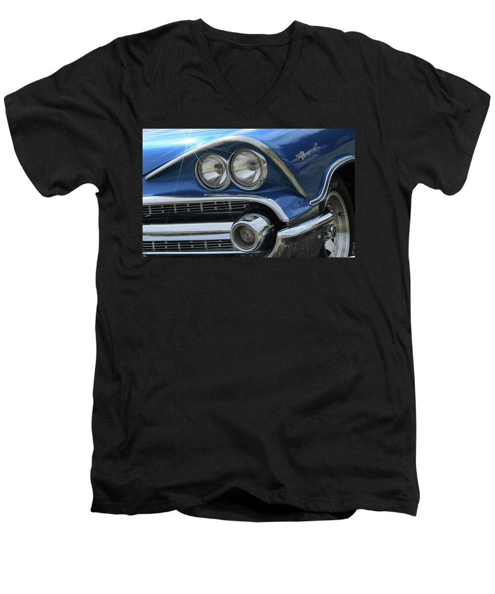 1959 Dodge Chrysler Coronet Men's V-Neck T-Shirt featuring the digital art Coronet Eyes #1 by Gary Baird