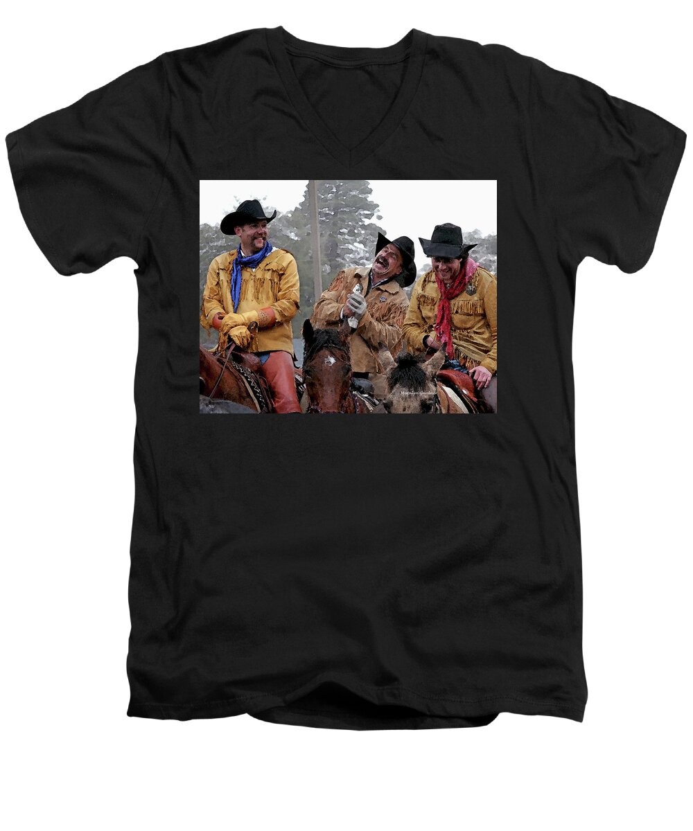 Cowboys Men's V-Neck T-Shirt featuring the photograph Cowboy Humor #1 by Matalyn Gardner