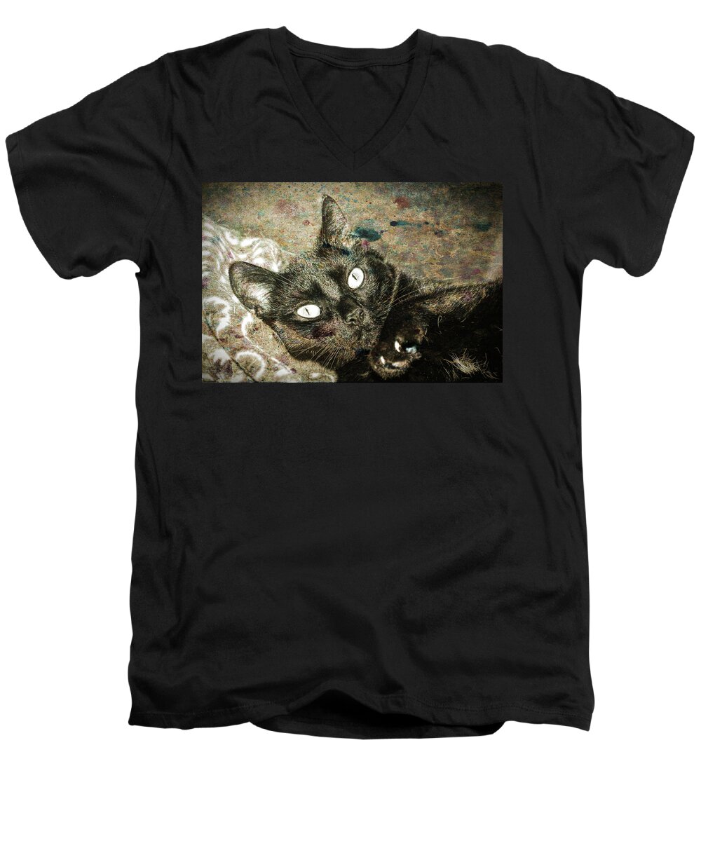 Cat Men's V-Neck T-Shirt featuring the photograph Junior #1 by David Yocum