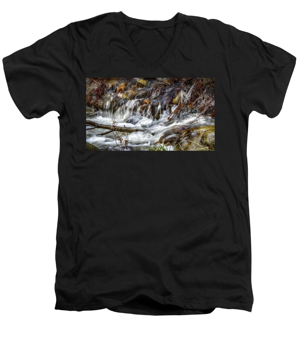 Water Men's V-Neck T-Shirt featuring the photograph Mountain Stream #1 by Elaine Malott
