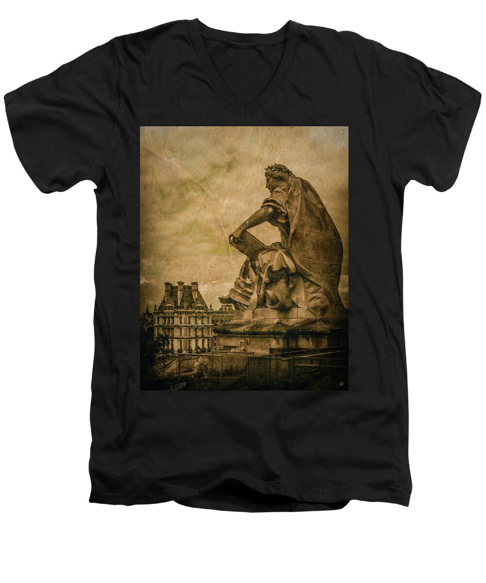 Art Men's V-Neck T-Shirt featuring the photograph Paris, France - Muse by Mark Forte