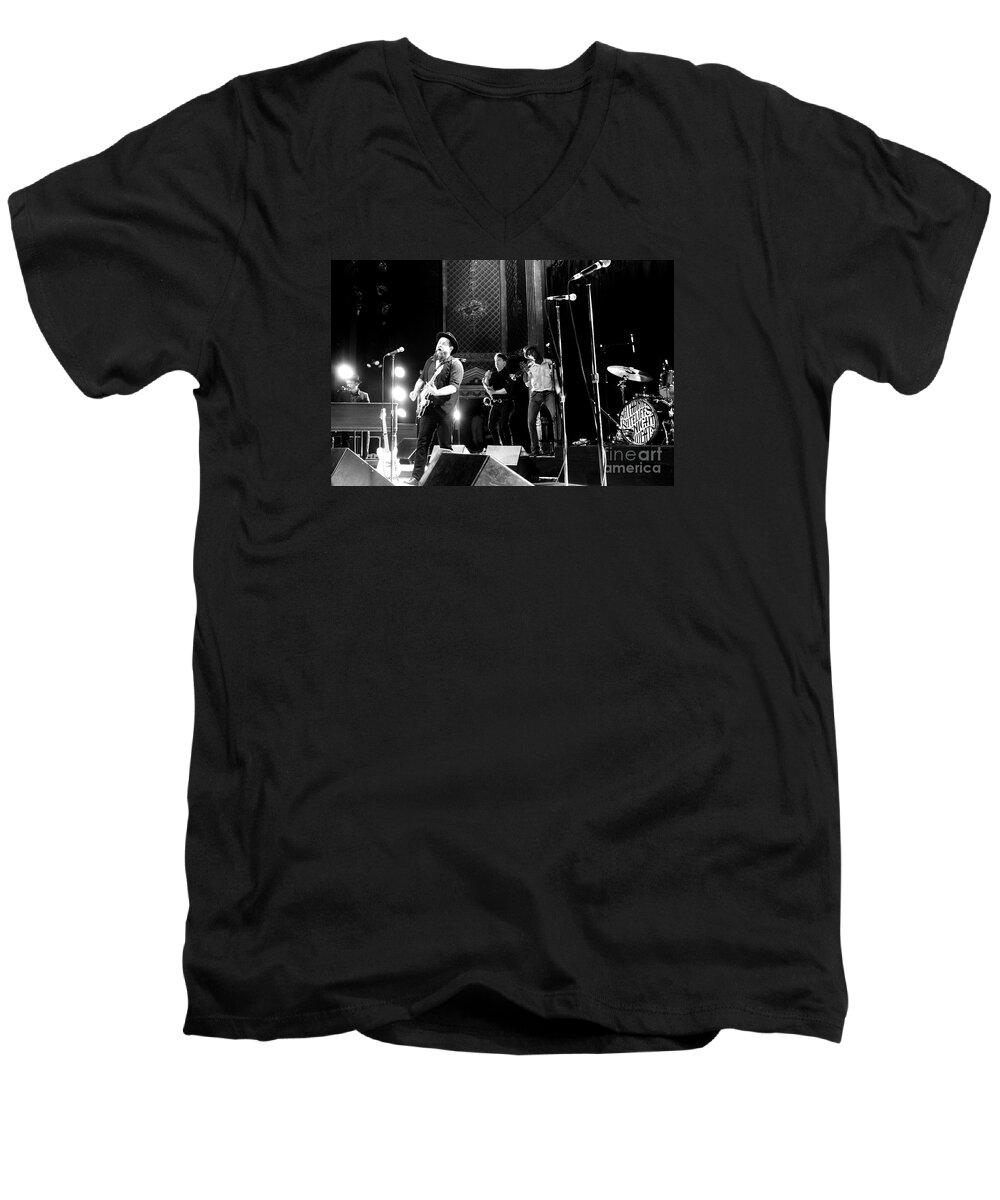 Nathaniel Men's V-Neck T-Shirt featuring the photograph Nathaniel Rateliff and the Night Sweats #1 by Jennifer Camp