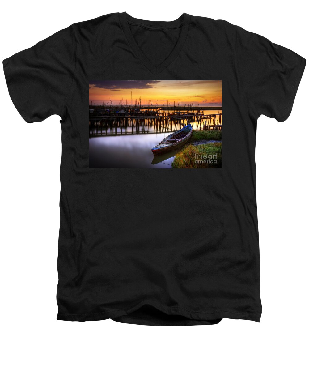 Bay Men's V-Neck T-Shirt featuring the photograph Palaffite port #1 by Carlos Caetano