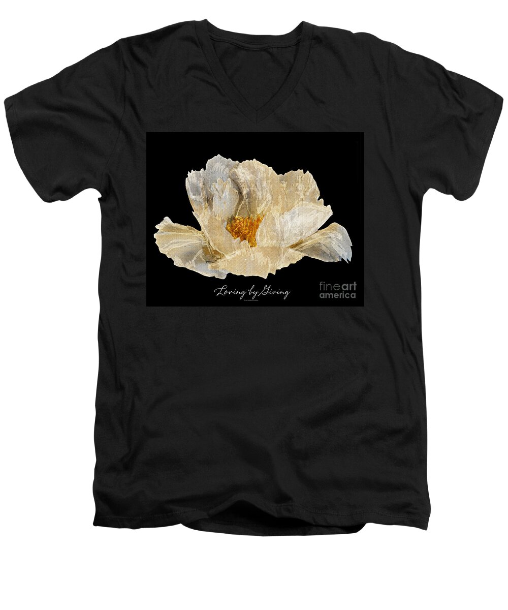 Diane Berry Men's V-Neck T-Shirt featuring the photograph Paper Peony #1 by Diane E Berry
