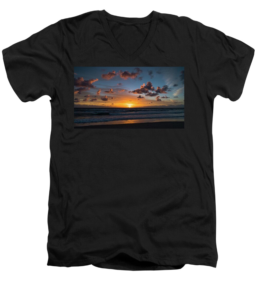 Florida Men's V-Neck T-Shirt featuring the photograph Pink Cloud Sunrise Delray Beach Florida #1 by Lawrence S Richardson Jr