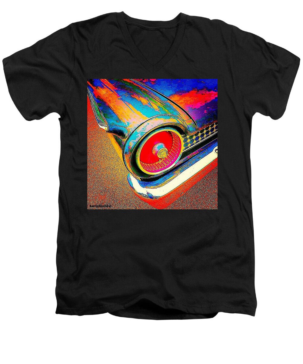 Beautiful Men's V-Neck T-Shirt featuring the photograph #psychedelic Sunday. There Is Just #1 by Austin Tuxedo Cat