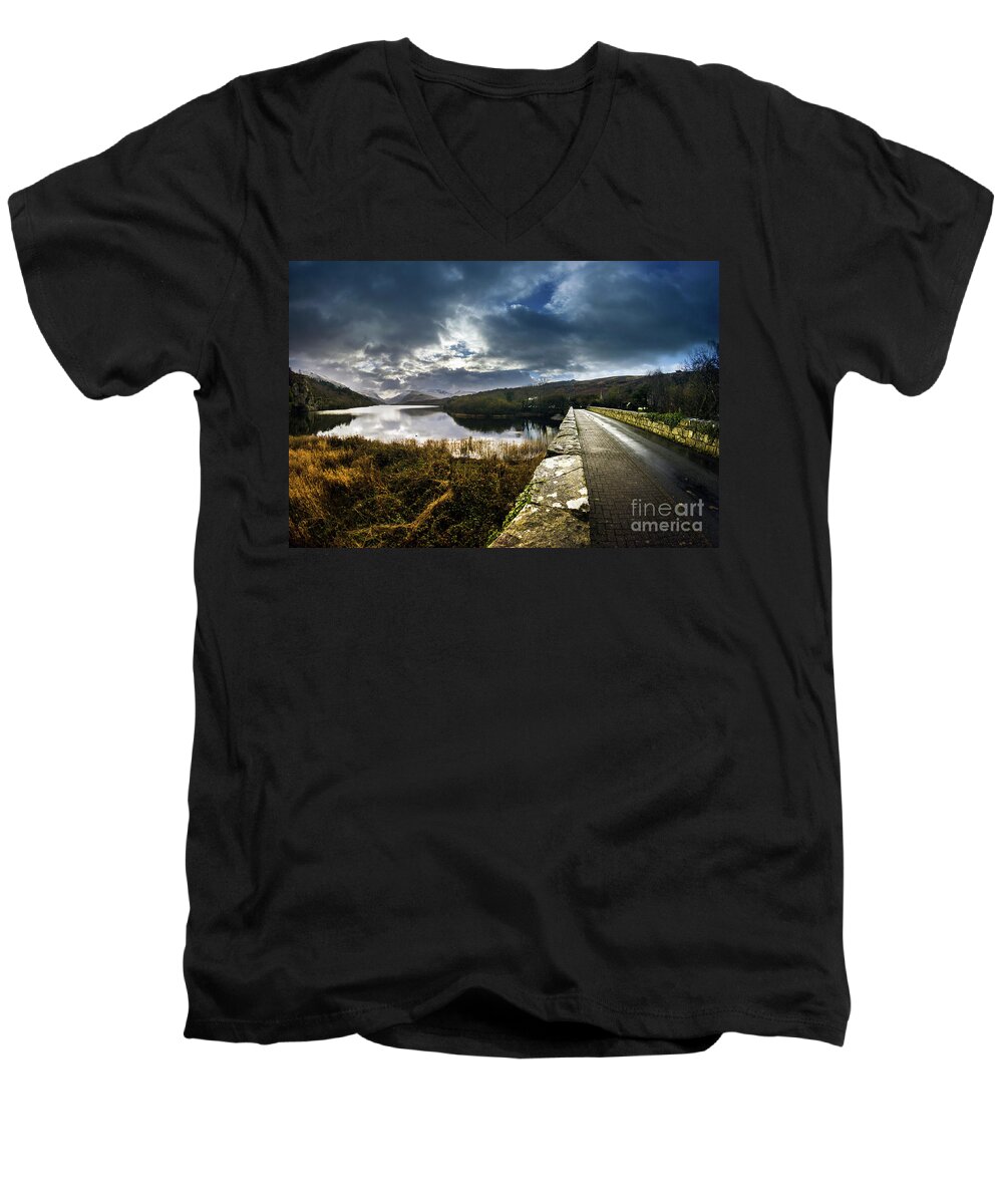 Lake Men's V-Neck T-Shirt featuring the photograph Road To Snowdon #1 by Ian Mitchell