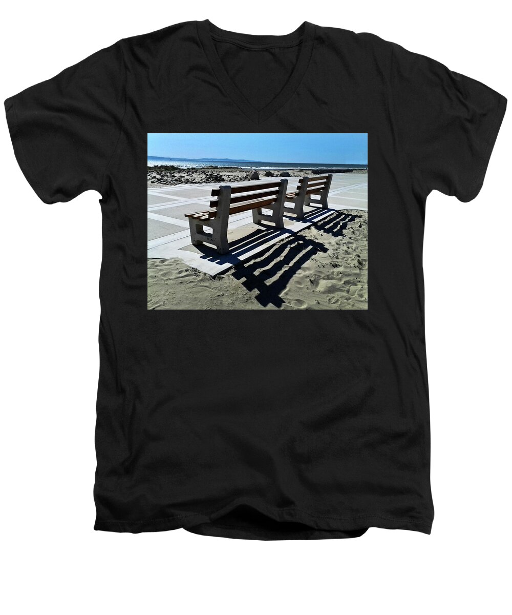 Beach Men's V-Neck T-Shirt featuring the photograph Waiting #2 by Joe Palermo
