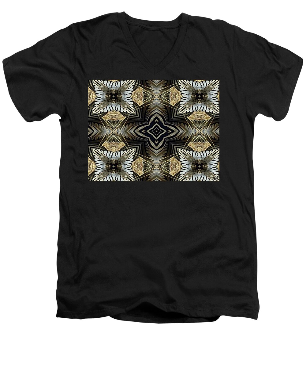 Digital Men's V-Neck T-Shirt featuring the digital art Zebra V #1 by Maria Watt