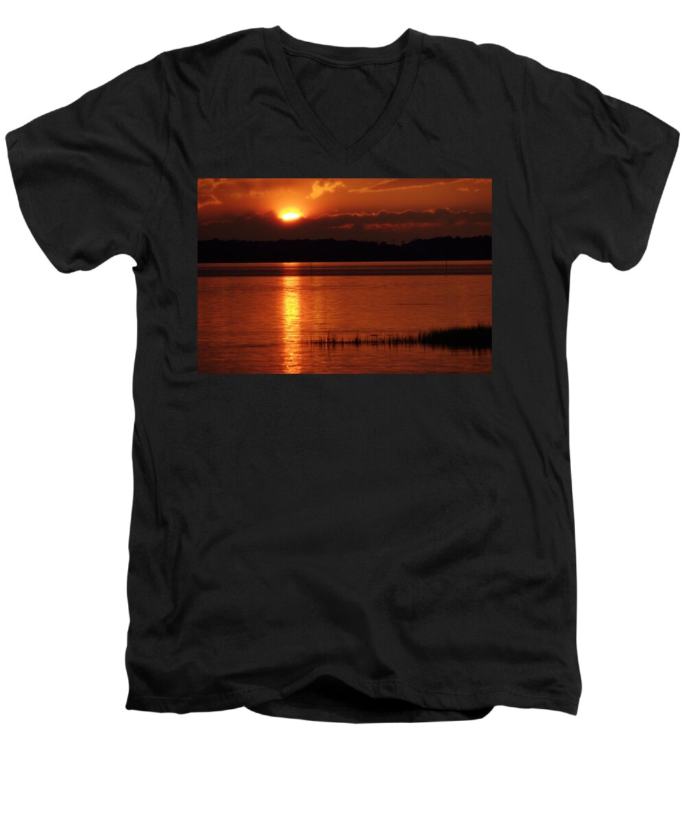 Sunset Men's V-Neck T-Shirt featuring the photograph 17th Street Sunset by Greg Graham