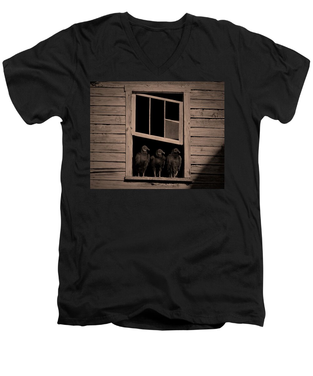 Barn Men's V-Neck T-Shirt featuring the photograph Almost Paneless #1 by Bob Geary