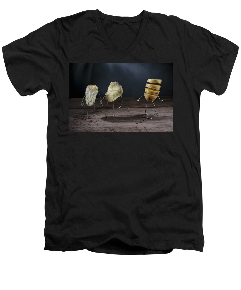 Simple Things Men's V-Neck T-Shirt featuring the photograph Simple Things - Potatoes #7 by Nailia Schwarz