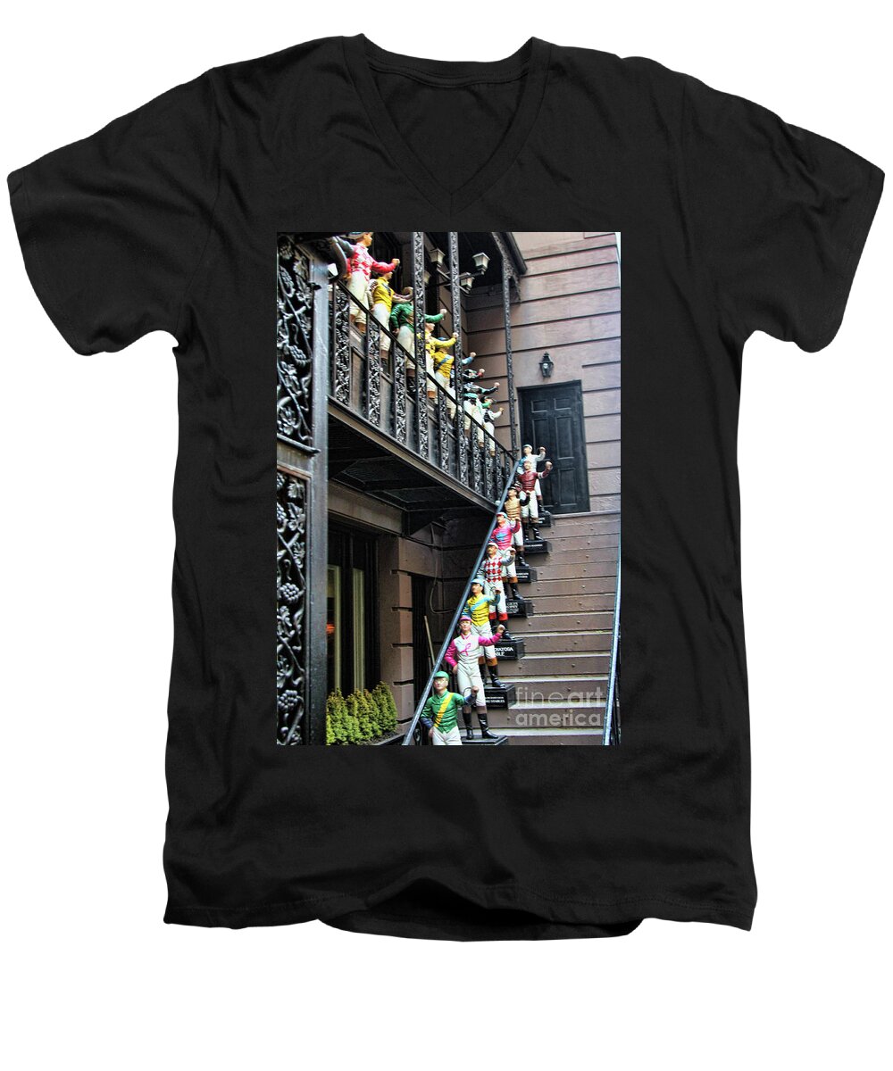 Nyc Men's V-Neck T-Shirt featuring the photograph 21 Club NYC by Chuck Kuhn