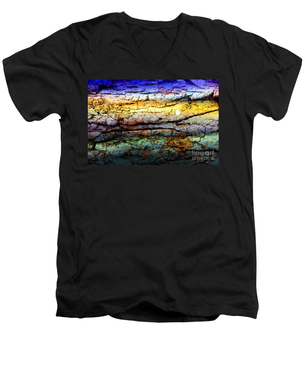 Abstract Men's V-Neck T-Shirt featuring the painting 2o Abstract Expressionism Digital Painting by Ricardos Creations